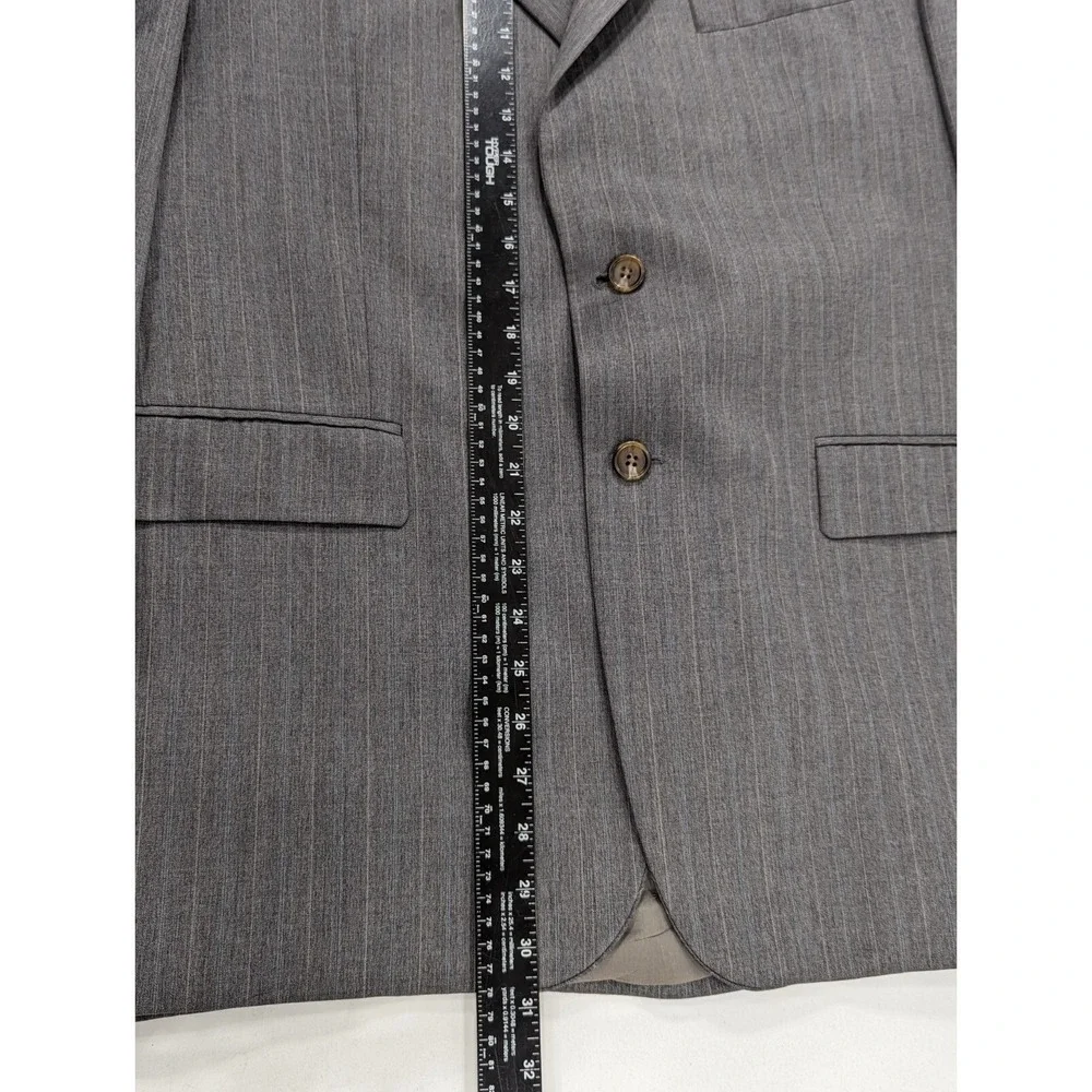 Chaps Ralph Lauren Blazer Suit Jacket Wool Cashmere Gray Pinstripe 44R Big Wide‎